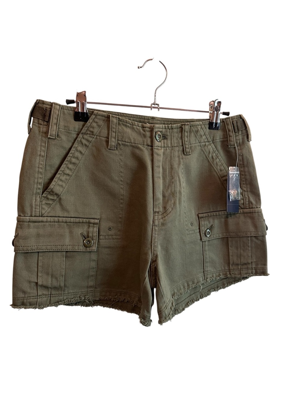 Lucky Brand Olive Green Cargo Shorts with Frayed Hem - Picture 2 of 5